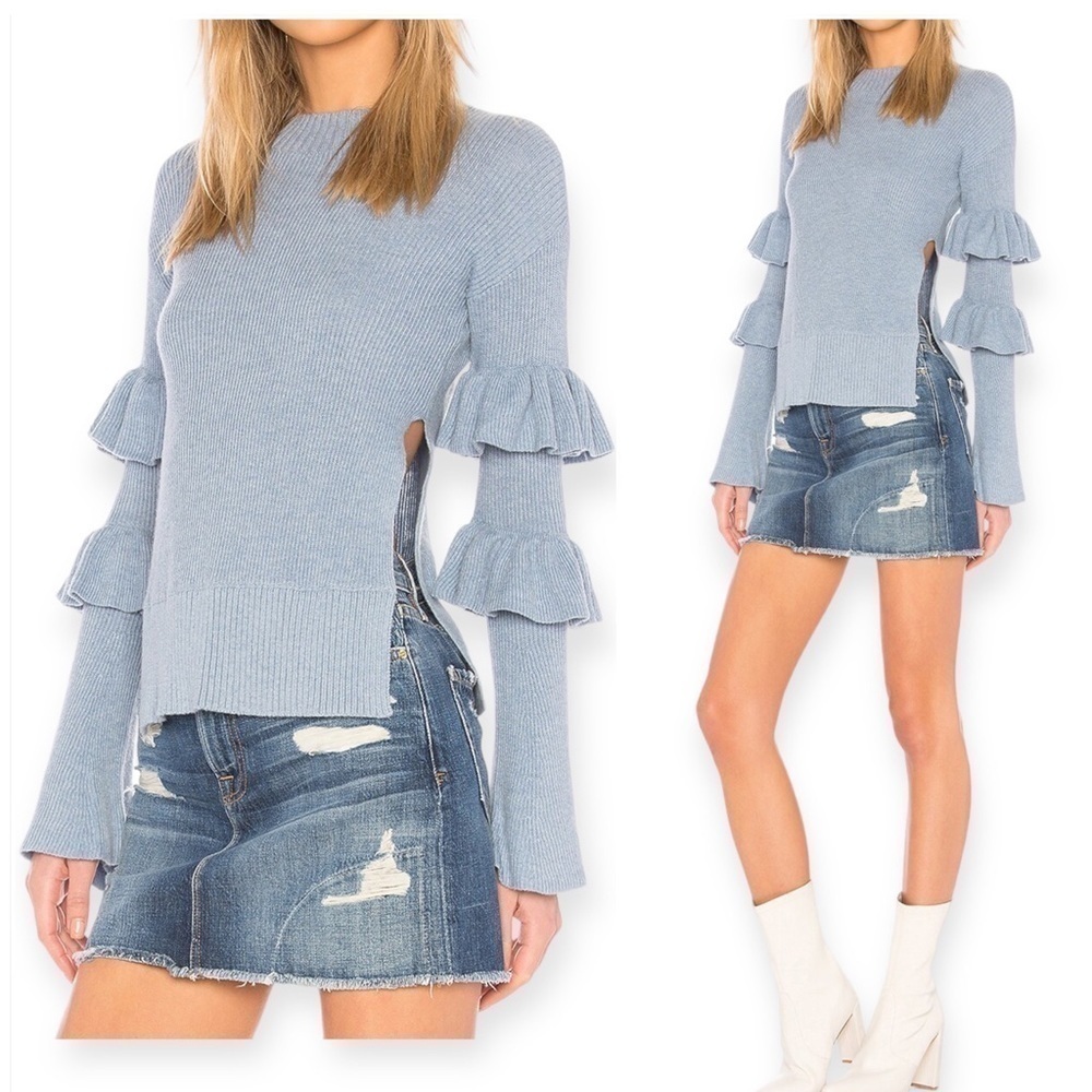 New with Tag, Revolve‎ LPA Top 510 with Ruffle Sleeves, Size XS, Cloud Blue